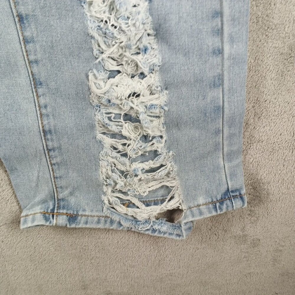 NWT SHEIN Wide Leg Hi-Rise Distressed Jeans Waist 26" Stone Wash Cotton Twill - Picture 7 of 12